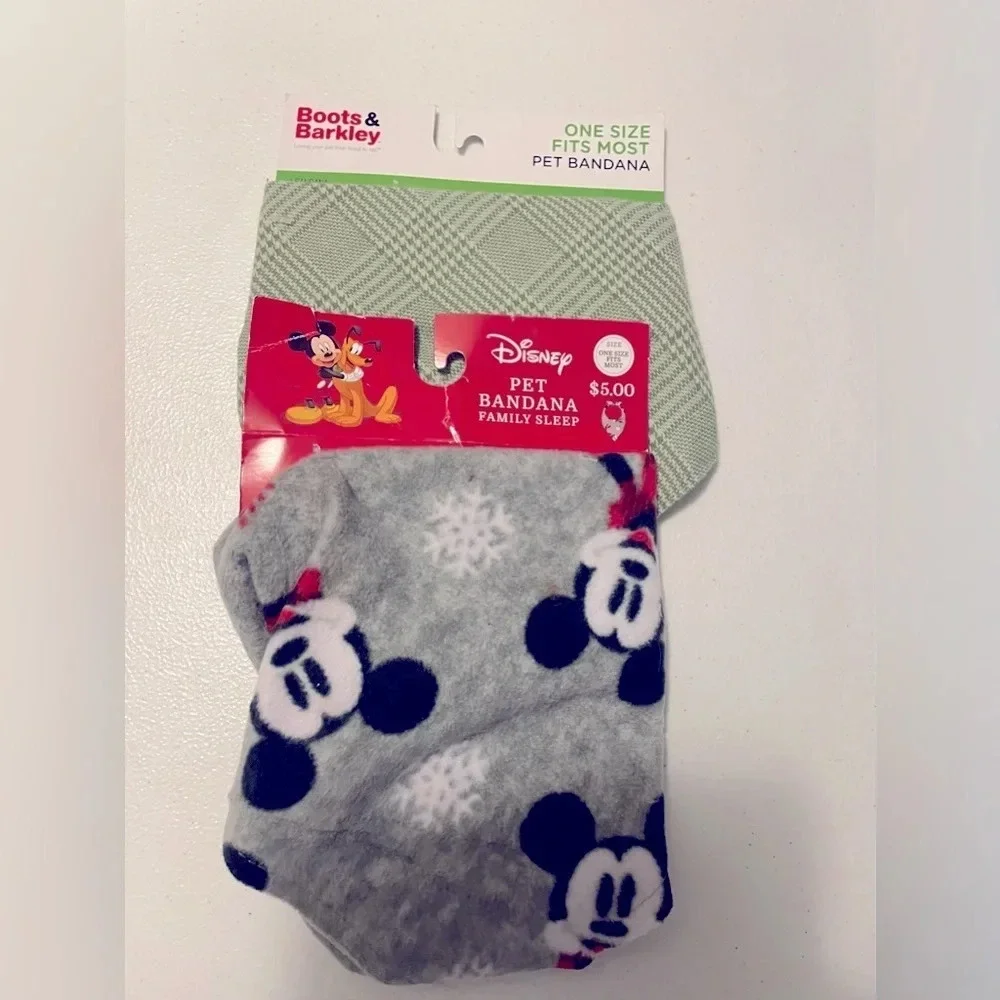 Boots & Barkley 2 pack pet bandanna’s. 1-Mickey Mouse and 1-olive plaid pattern.